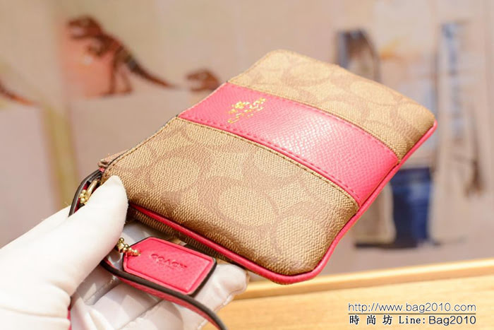 COACH蔻馳 原單級別 COACH 短款零錢包 拉鏈手包 簡單時尚 頭層牛皮 64233  Chz1288